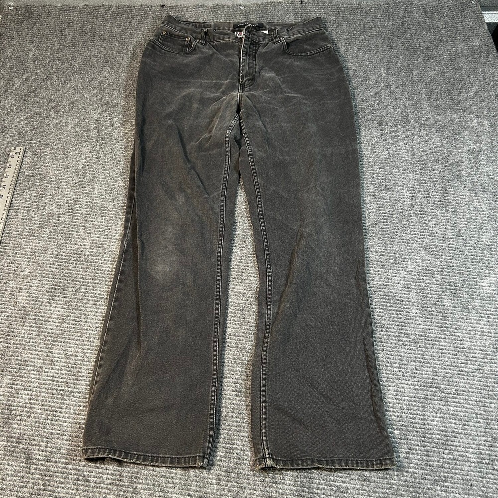Vtg Bill Blass Jeans Womens 8 Gray Good Faded Black Straight Leg Frayed Hem